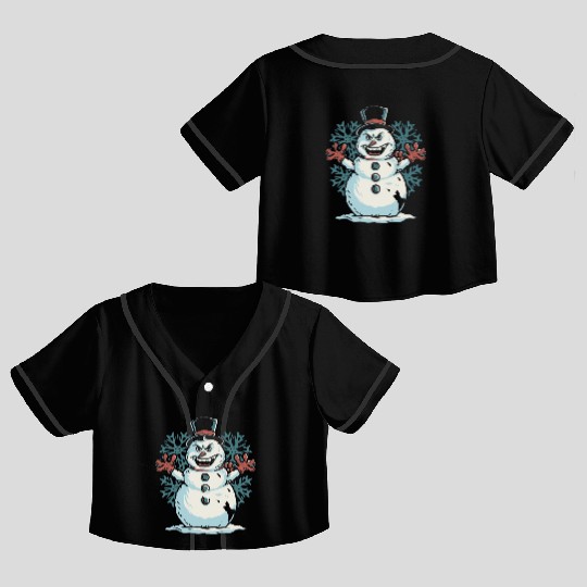 frosty snowman creepy Crop Top Baseball Jerseys