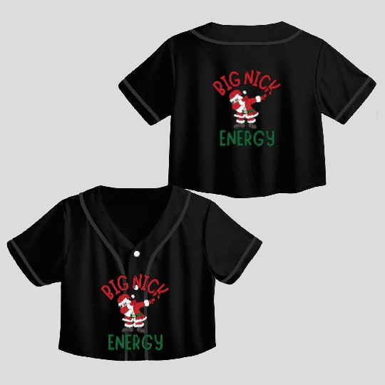 Big Nick Energy Christmas Dabbing Santa Claus Crop Top Baseball Jerseys