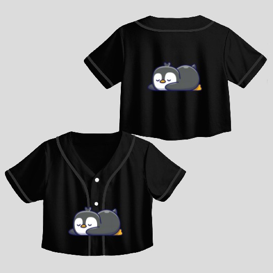 Cute penguin sleeping Crop Top Baseball Jerseys