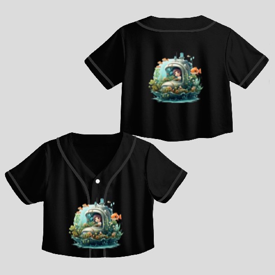 A delightful kawaii book submarine exploring Crop Top Baseball Jerseys