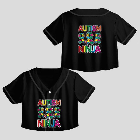 Autism Ninja Autistic Warrior Asperger Syndrome Crop Top Baseball Jerseys