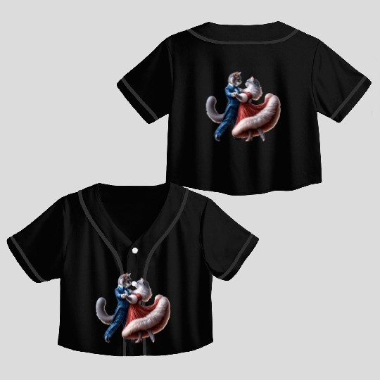 Twilight Dance of Cats Crop Top Baseball Jerseys