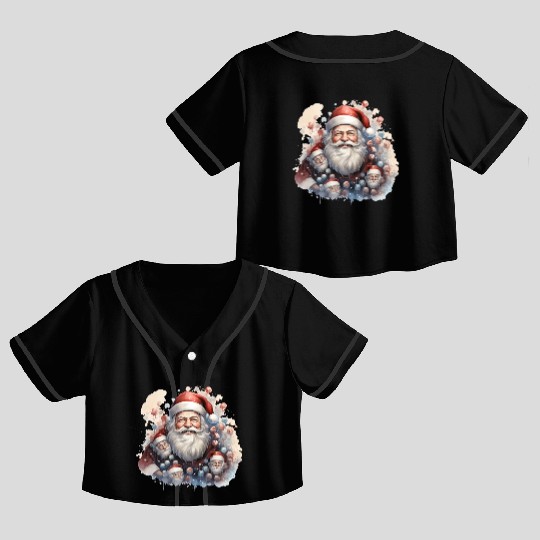 a jolly Santa Claus surround Crop Top Baseball Jerseys