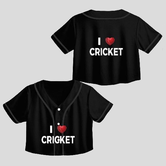 I Love Cricket Crop Top Baseball Jerseys