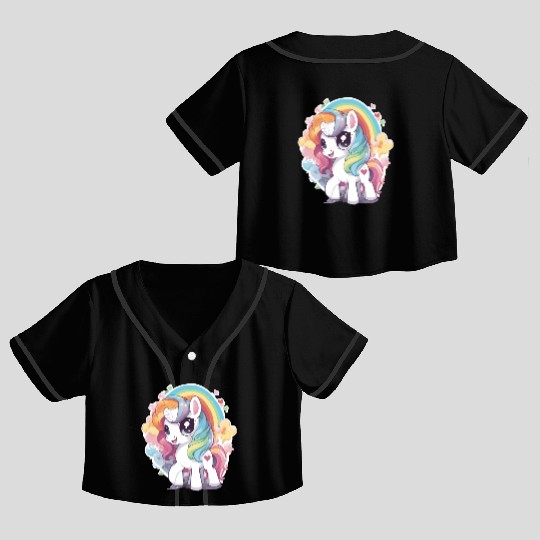 Cute Pony Crop Top Baseball Jerseys