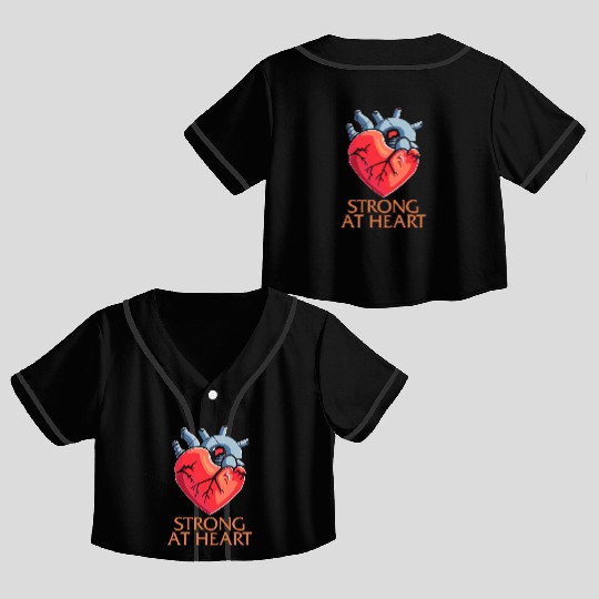 CHD Awareness Crop Top Baseball Jerseys, Strong At Heart Pumping Iron
