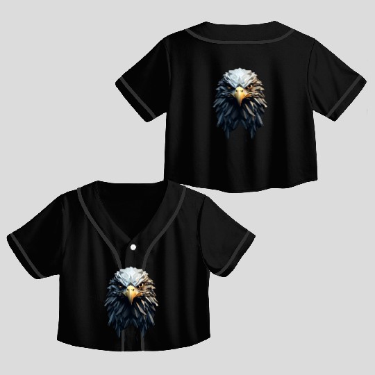 Geometric Eagle Animation Crop Top Baseball Jerseys