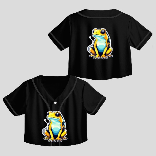 Golden Poison Frog Illustration Crop Top Baseball Jerseys