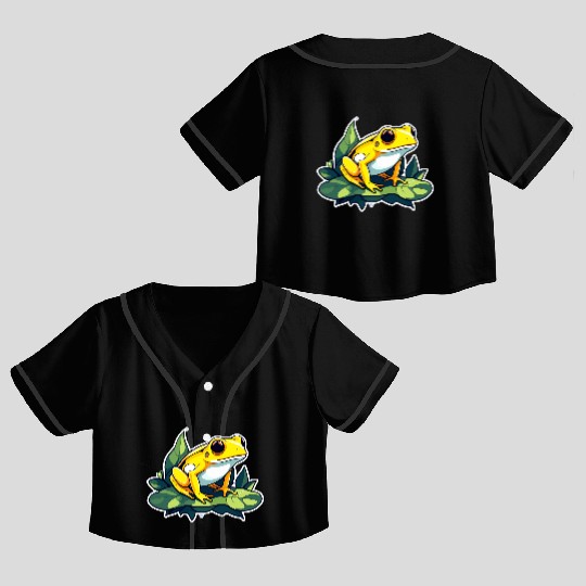 Golden Poison Frog Illustration Crop Top Baseball Jerseys