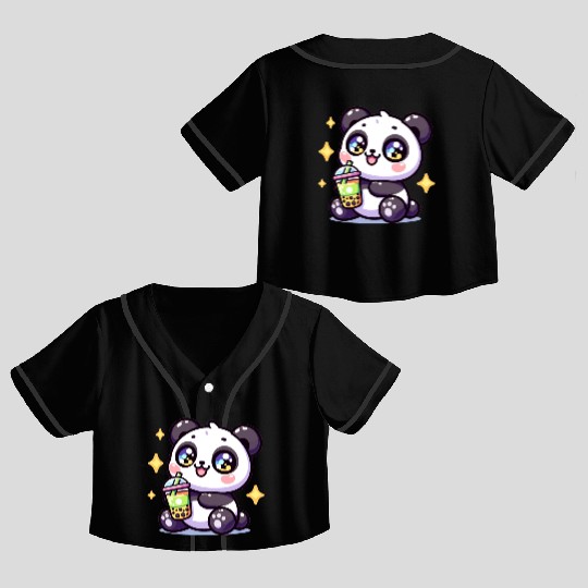 Panda Bubble Tea Boba Kawaii Crop Top Baseball Jerseys