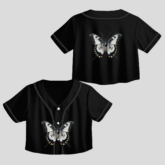 Butterfly Colorful Enchanting Delicate Insects Crop Top Baseball Jerseys
