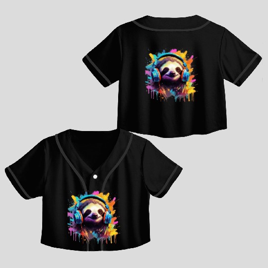 Sloth DJ Crop Top Baseball Jerseys