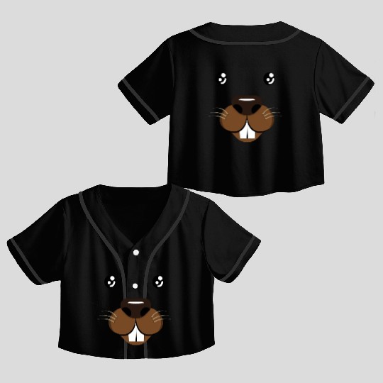 Groundhog Face Rodent Groundhog Day Crop Top Baseball Jerseys