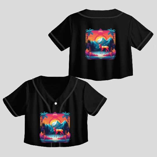 Palm Pixels Paradise Crop Top Baseball Jerseys