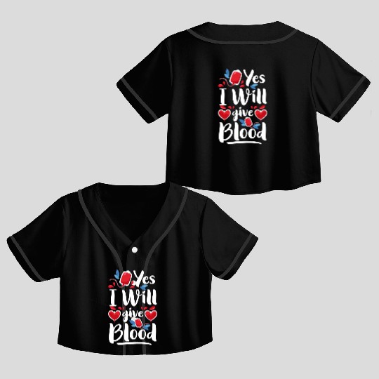 Blood Donations Thank You Savior Needle Crop Top Baseball Jerseys