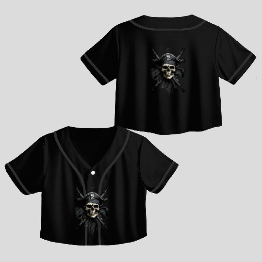 Black Sails Skull Crop Top Baseball Jerseys