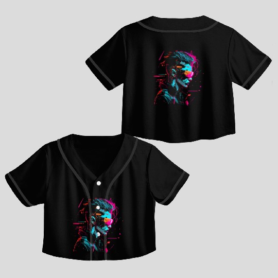 Cyber punk VR Glasses Crop Top Baseball Jerseys