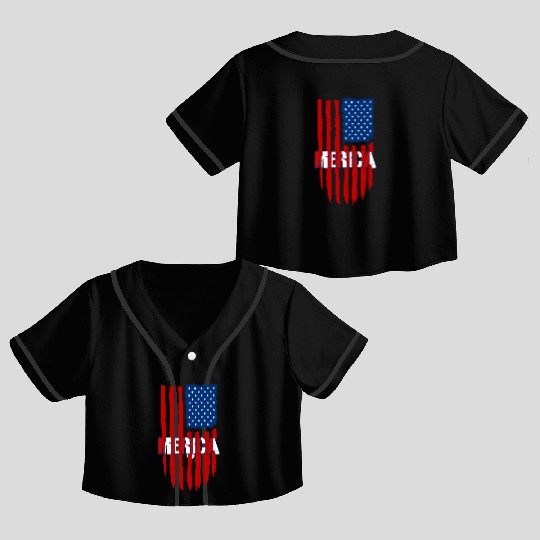 American Flag Merica Crop Top Baseball Jerseys