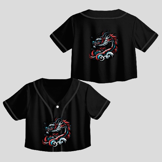 Colorful Chinese Dragon Artwork Essentials Crop Top Baseball Jerseys