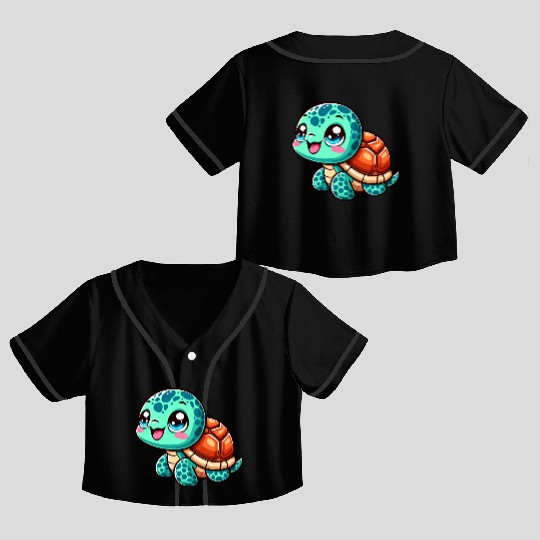 Graceful Sea Turtle Serenity Crop Top Baseball Jerseys