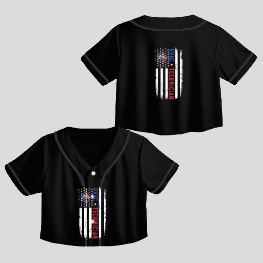 HVAC Technician US American Flag HVAC Mechanic Eng Crop Top Baseball Jerseys