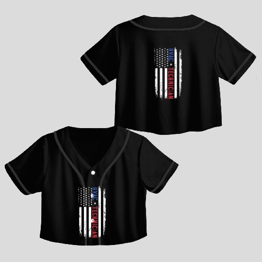 HVAC Technician US American Flag HVAC Mechanic Crop Top Baseball Jerseys