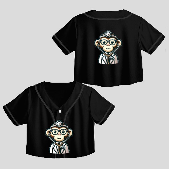 Cute Monkey Doctor Crop Top Baseball Jerseys