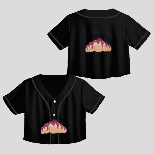 Be My Croissant Doodle Crop Top Baseball Jerseys