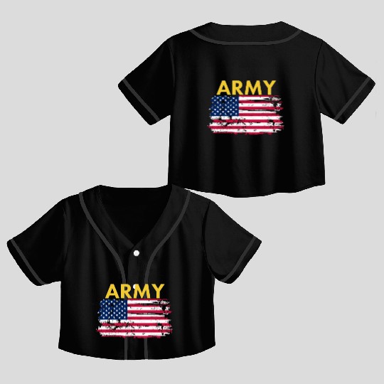 US Army and the tattered old flag Crop Top Baseball Jerseys