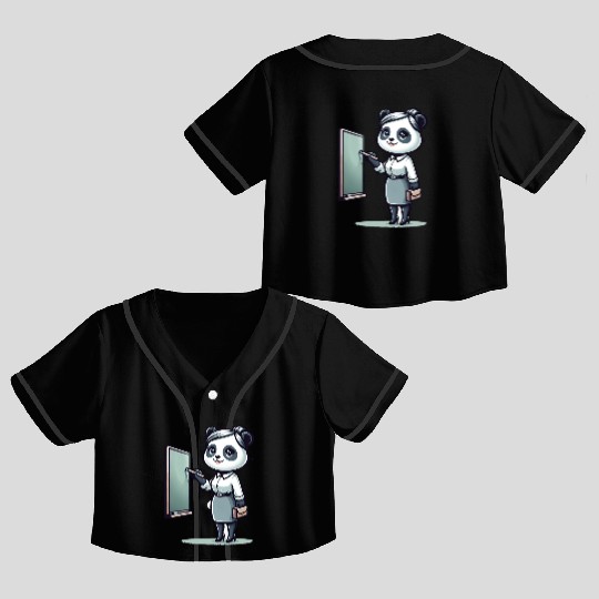 Cute Panda Teacher Crop Top Baseball Jerseys