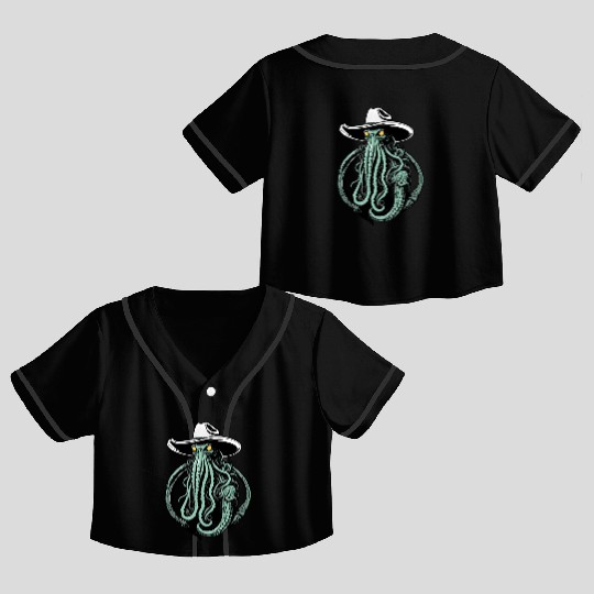Weird Wild West - Cthulhu Cowboy Crop Top Baseball Jerseys