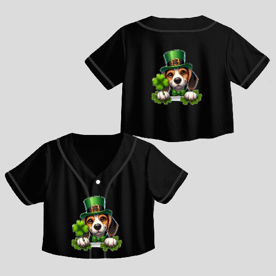 St. Patrick's Day Beagle Crop Top Baseball Jerseys