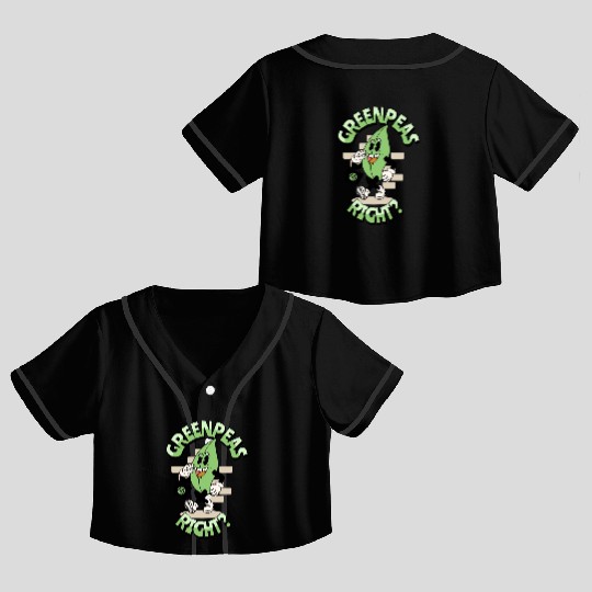 Groovy vegetable greenpeas Crop Top Baseball Jerseys