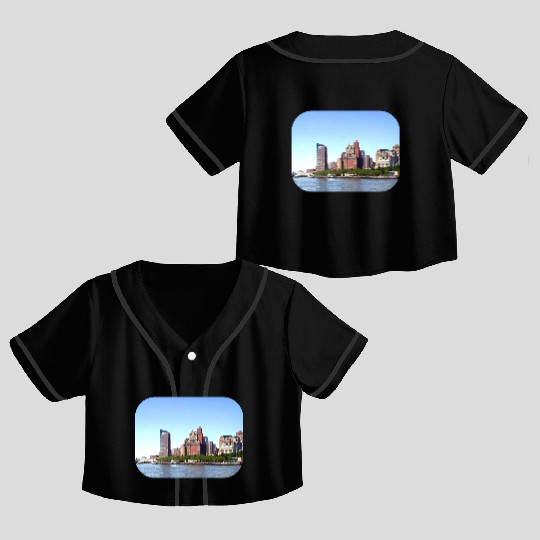 Manhattan NY - Manhattan Skyline on a Clear Day Crop Top Baseball Jerseys