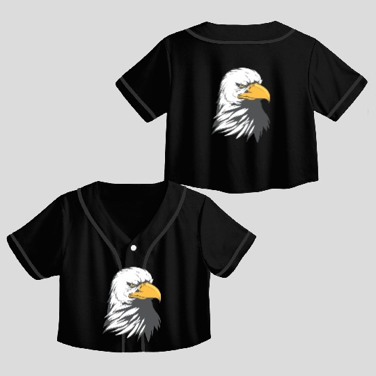 Bald Eagle Head Cartoon Crop Top Baseball Jerseys