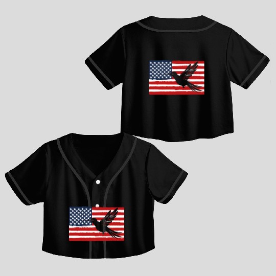 Hummingbird Us Flag Us American Flag Crop Top Baseball Jerseys