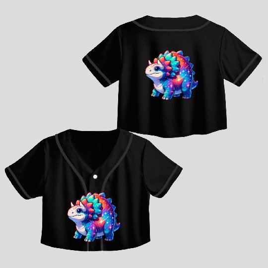 Cute Galaxy Ankylosaurus Crop Top Baseball Jerseys
