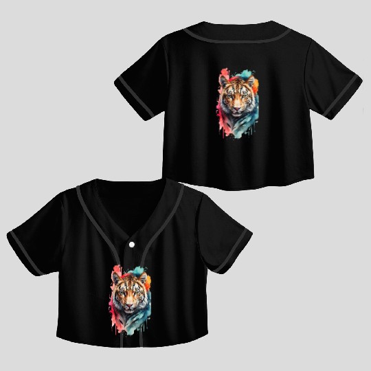 Wild Splendor: Colorful Leopard Face Crop Top Baseball Jerseys