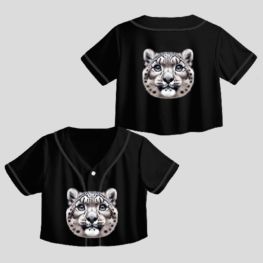 Snow Leopard Leopard White Leopard Crop Top Baseball Jerseys