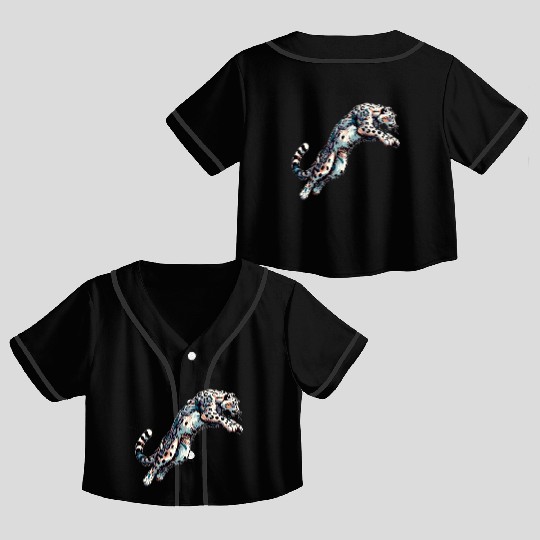 Snow Leopard Leopard White Leopard Crop Top Baseball Jerseys