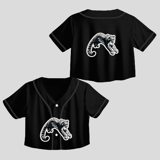 Snow Leopard Leopard White Leopard Crop Top Baseball Jerseys
