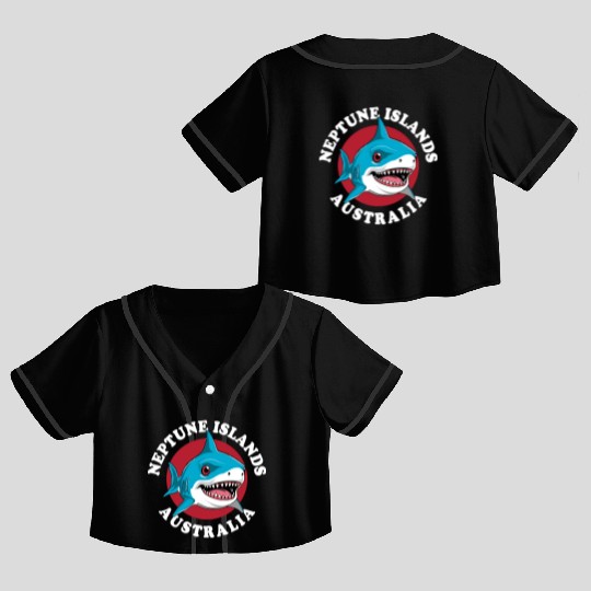 Great White Shark Neptune Islands Crop Top Baseball Jerseys