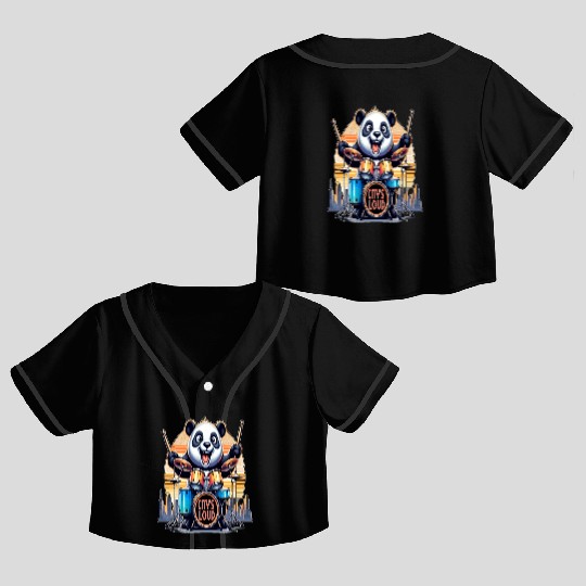 Citys Loud, Urban Beat Panda Drummer Crop Top Baseball Jerseys