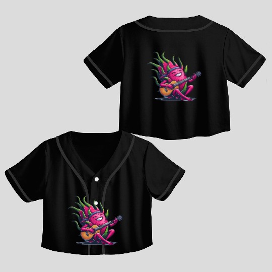 Dragon Fruit Jam: Playing the Guitar Crop Top Baseball Jerseys