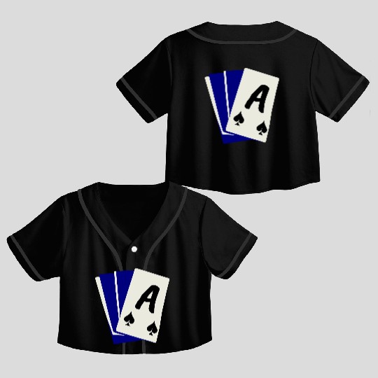 Playing Card Hand, Ace Showing 3 Color Vector Crop Top Baseball Jerseys