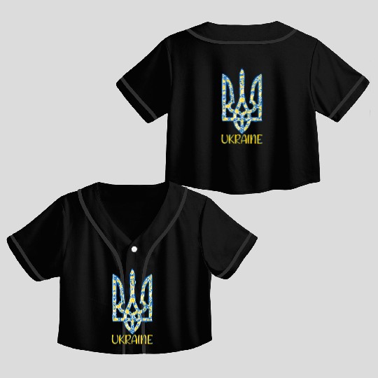 Ukraine trident in Ukrainian flag colors Crop Top Baseball Jerseys