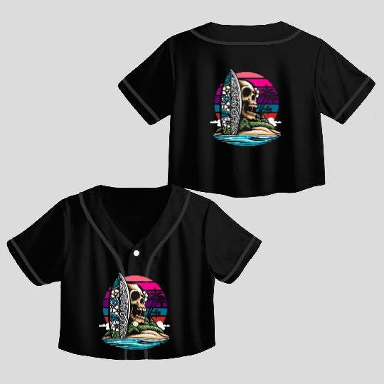 Surfing Surfer Skull Nature Crop Top Baseball Jerseys