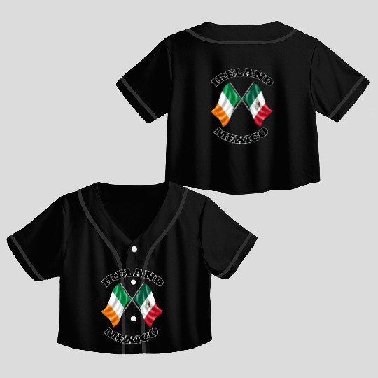 Irish Mexican Ireland and Mexico Flags Crop Top Baseball Jerseys