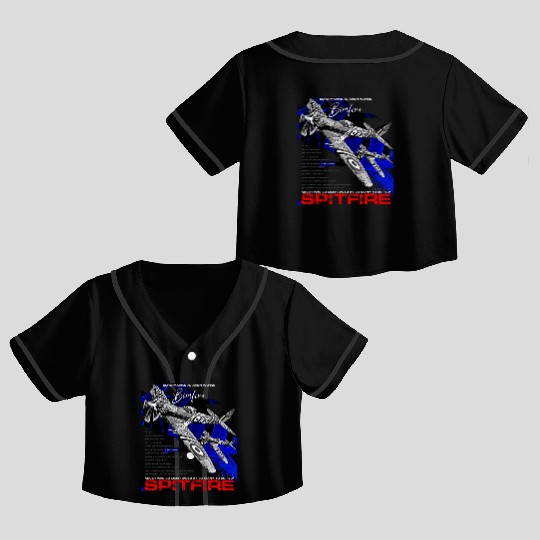 Spitfire Vintage English WW2 Fighter Aircraft Crop Top Baseball Jerseys