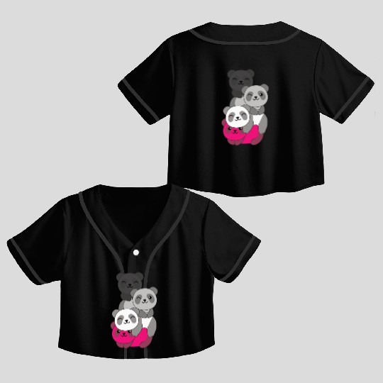 Gynephilia Flag Pride Lgbtq Cute Panda Crop Top Baseball Jerseys